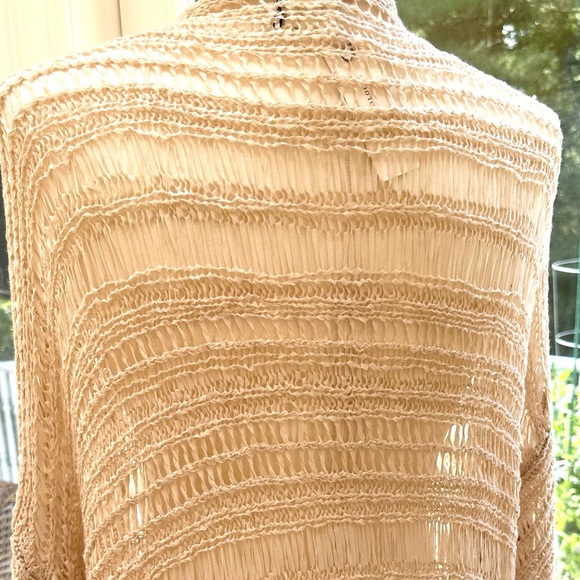 Anthropologie Akemi + Kim One Size Crochet Macrame Neutral Cardigan Wrap in Tan - Picture 7 of 13